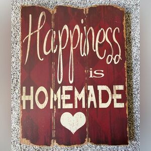 Wall decor from Hobby Lobby. Dark red/white colors. Wood decor.